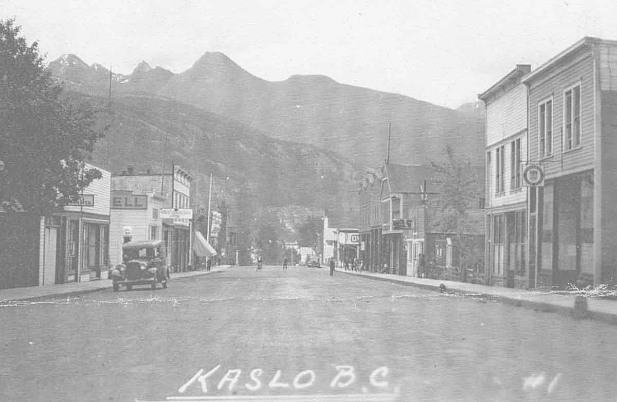 Front St, Kaslo, BC looking East, early 1940's